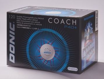 DONIC Coach P40+ 2* carton de 120 blanc