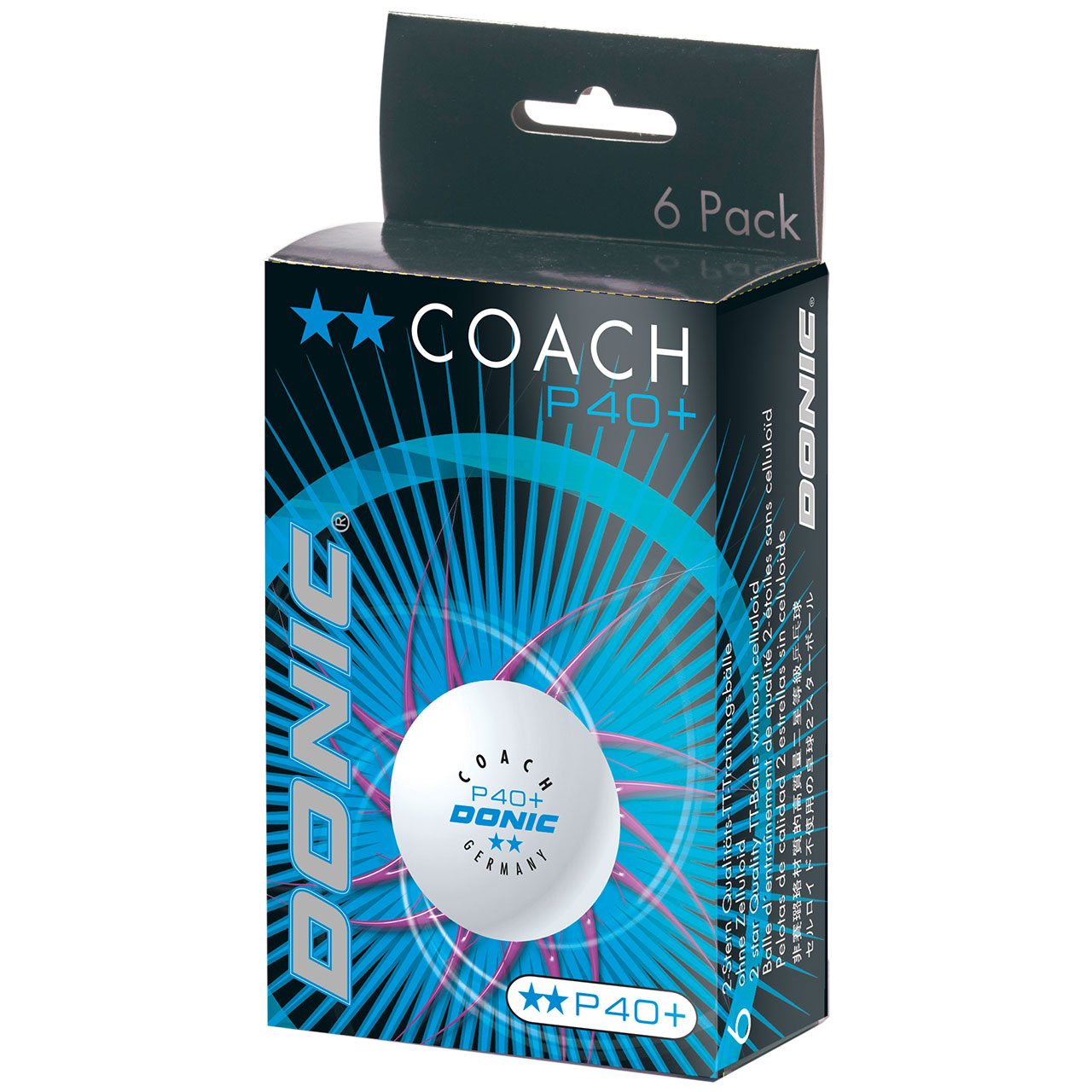 DONIC Coach P40+ 2* Boîte de 6 blanc